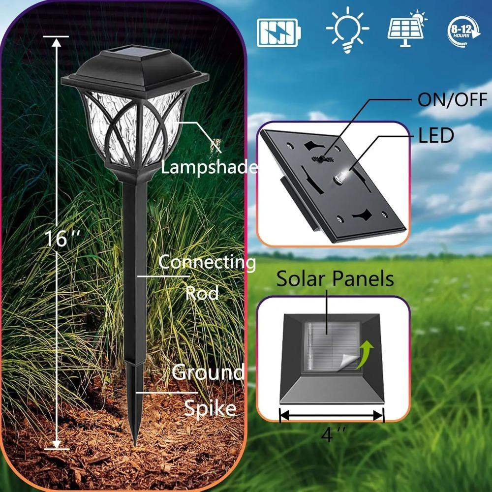2PCS Solar Yard Lights Bright Lawn Lights Outdoor Waterproof Led Solar Pathway Lights Landscape Path Lights