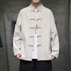Men's Cotton Linen Long Sleeved Shirt Men's Autumn Hanfu Tang Buttoned Jacket
