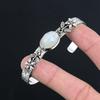Предложение ко Дню дружбы Браслет-бенгл из стерлингового серебра 925 пробы с камнем Лунный камень-радуга и цветком