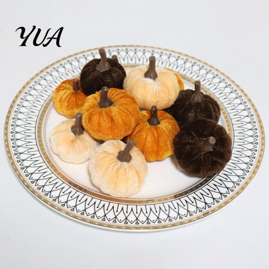 Farmhouse Harvest Door Decor Thanksgiving Pumpkin Wreath, Artificial Velvet Ornament, Fall Hanging Teardrop Decorative Wreath for Wedding Swag
