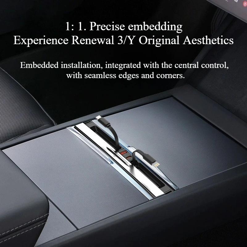 Docking Station for Tesla Model Y Juniper 2025 65W PD Hub Quick Charger USB Extension Center Console Smart Sensor New Model 3