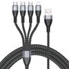 For iPhone 15 Series 2m 4-in-1 66W 6A 4-Output Fast Charging Charging Cable USB to 8Pin+Micro USB+Dual Type-C Braided Cable Adapter