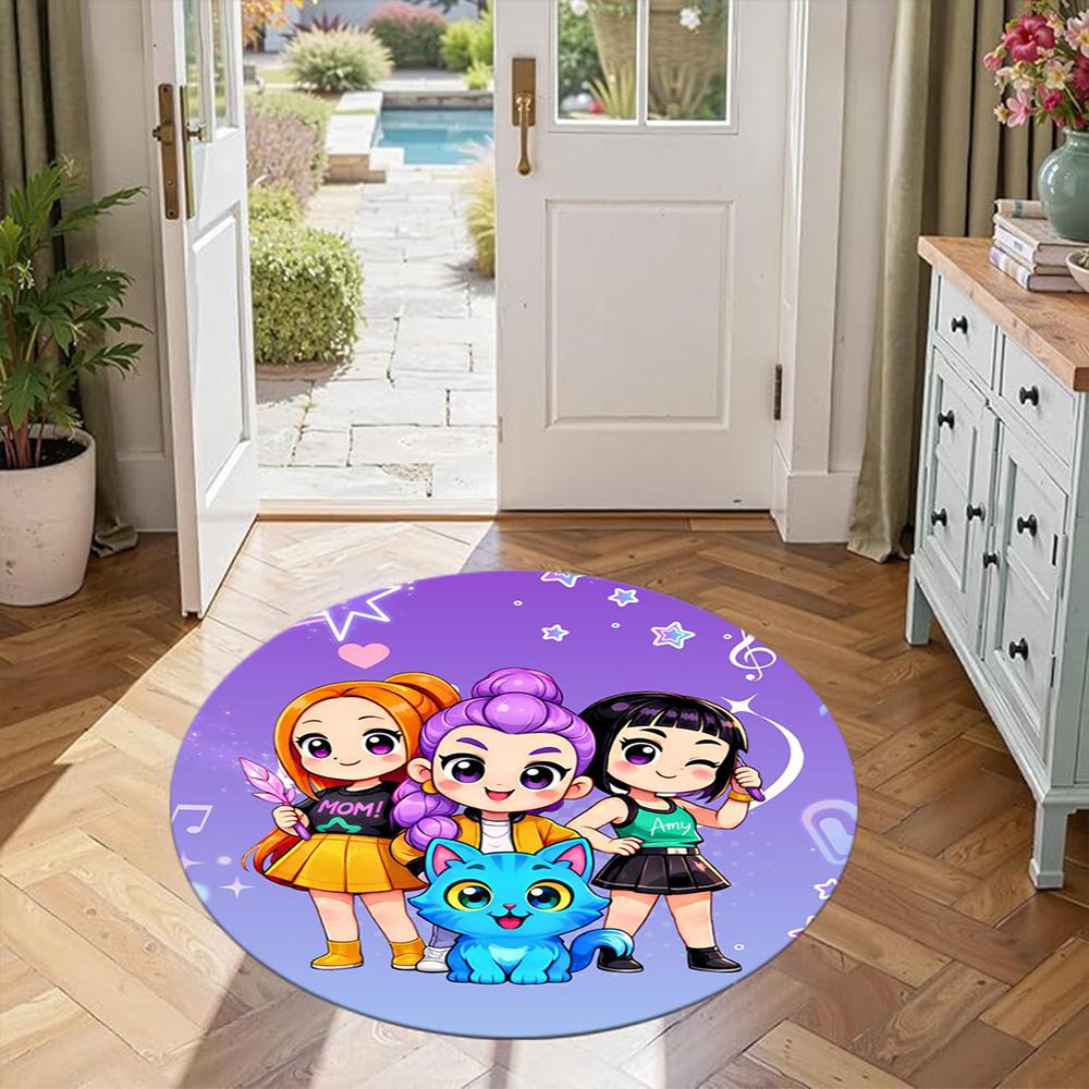 K-pop Round Floor Mat Suitable for Study room Entryway Bedrooms Hallway Antislip Round Carpet Office home decor