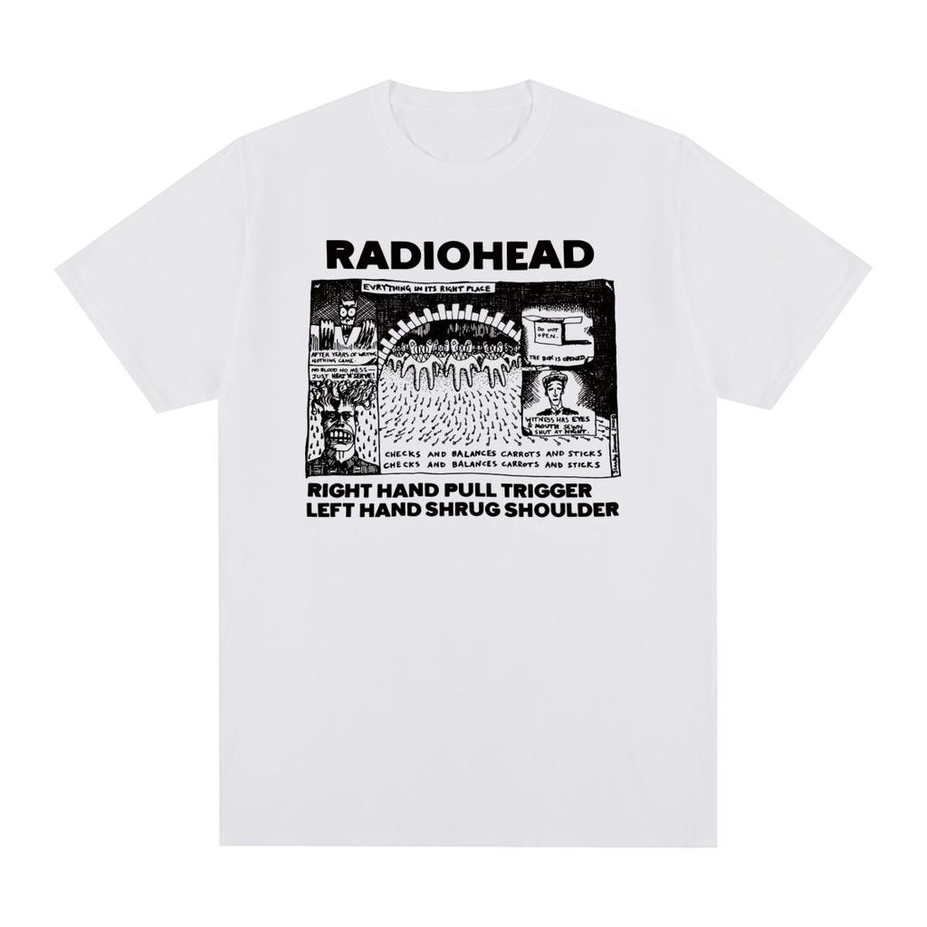 Radiohead Винтажная футболка Хип-хоп Рок-группа Унисекс Музыка милый мультяшный Ok Computer Хлопок Унисекс Футболка Новая Футболка Женские Топы