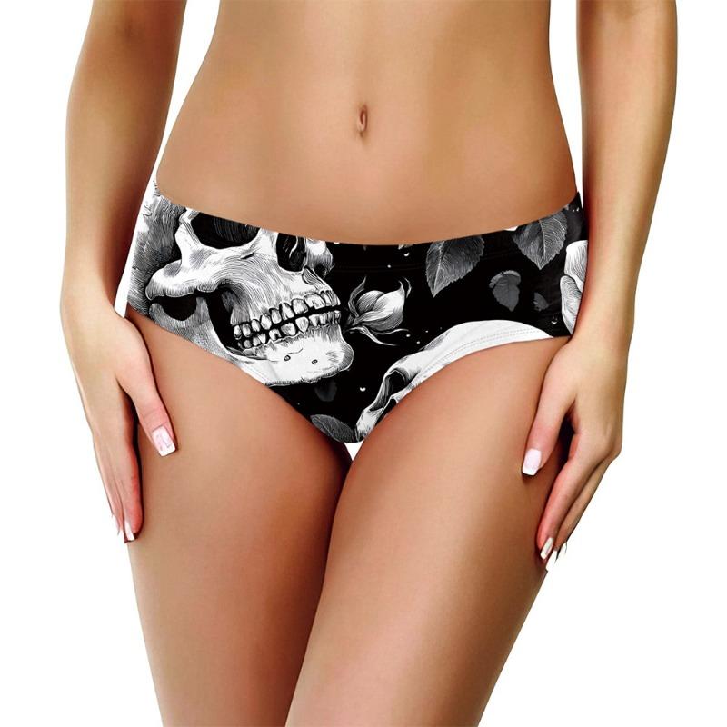 Хэллоуин женские полосатые трусы-слипы с черепом и головой цифровая печать сексуальные трусы женские