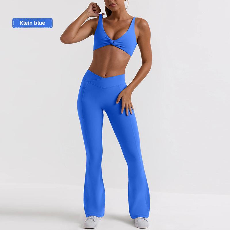 Комплект сексуального нижнего белья Cross-Border: Спортивный бюстгальтер-комбинезон и штаны для йоги с высокой талией