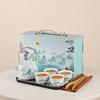 Portable ceramic express cup, one pot of four cups travel tea set, Guochao landscape gift box, business souvenir