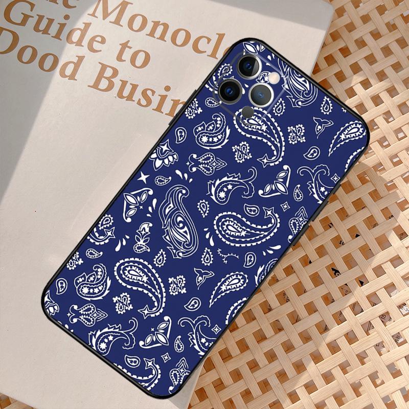Blue Bandana Phone Case For iPhone 17 Air 15 14 13 12 11 16 Pro Max 13 12 mini 15 16 Plus 16e Cover Coque