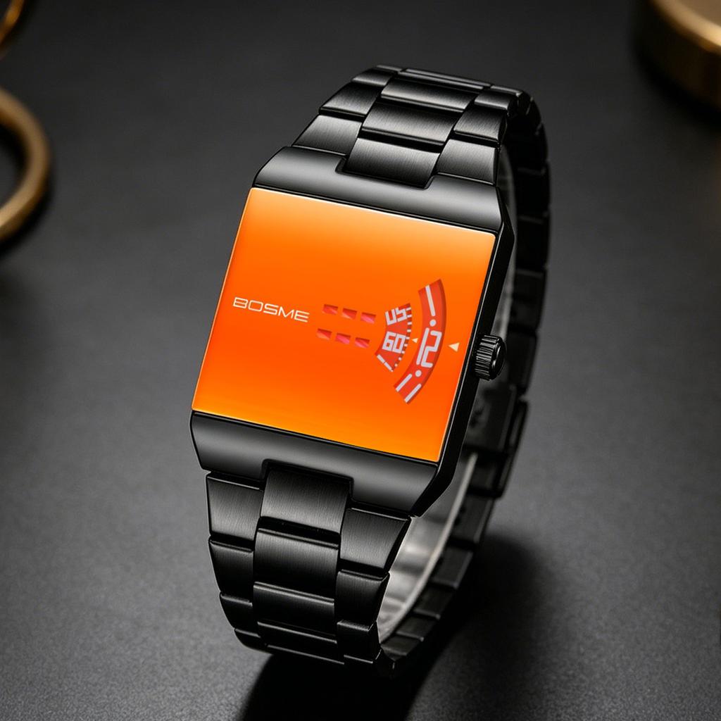 Men's Watch, Quartz Movement, Fashionable Digital-Less Concept Small-Sized Water-Resistant Steel Bracelet Watch, Trendy, Suitabl