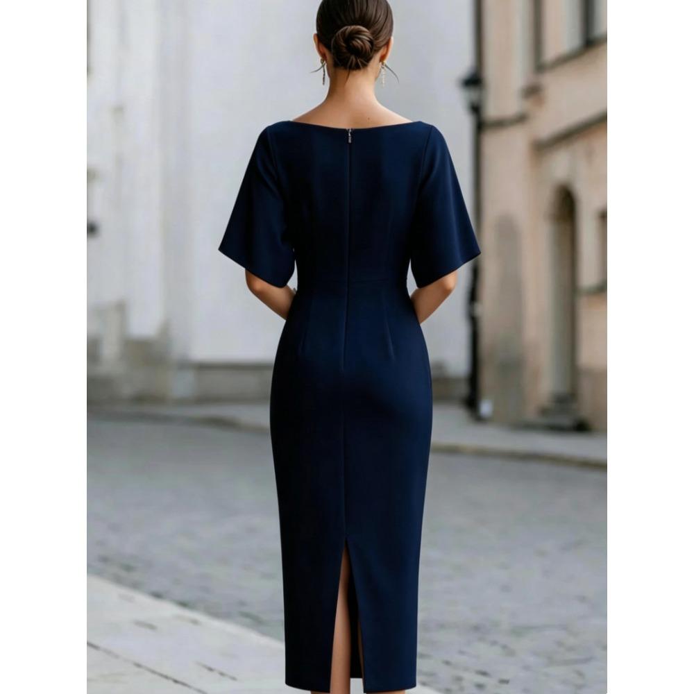 Elegant, Figure-flattering, Waist-cinched, Mid-length Dress for Women