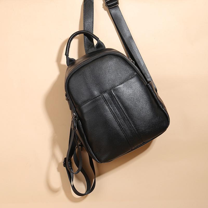 Genuine Leather Top Layer Cowhide Backpack for Women Large Capacity Multi-compartment Bag Anti-theft Casual Soft Cowhide All-match Bag