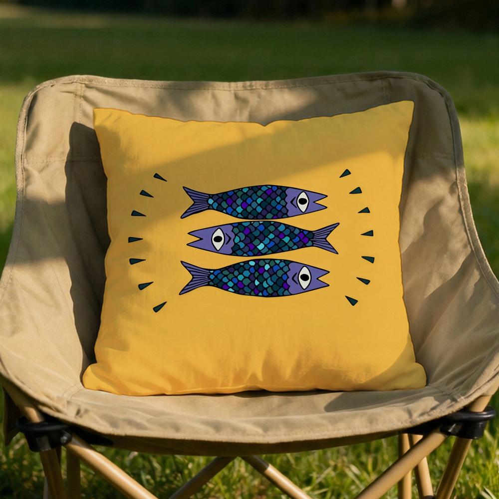 Sardines Art Cushion Cover Soft Reversible  Durable Pillow Cover  MultiScene Use for Home  Car Daily Comfort