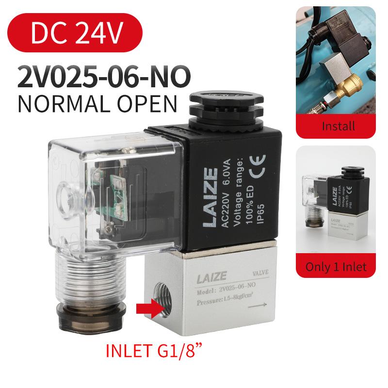 2v025-08-DC24V AC220V AC380V DC12V Pneumatic two-position two-way 2/2 solenoid control air valve one in and one out