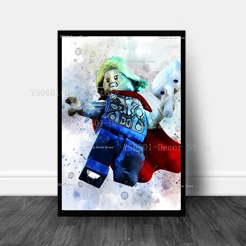 Cartoon Superhero Canvas Painting Spiderman Captain America Hulk Iron Man Poster Kids Bedroom Wall Art Home Decor