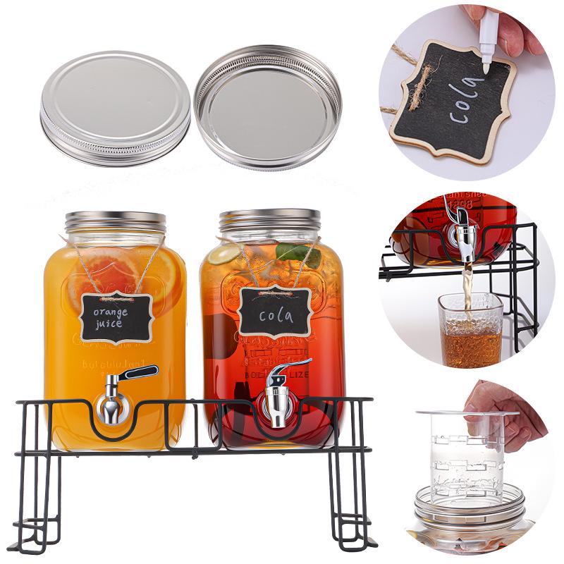 Large Transparent Glass Beverage Dispenser with Faucet - Ideal for Iced Tea, Lemonade, Juice, or Wine.