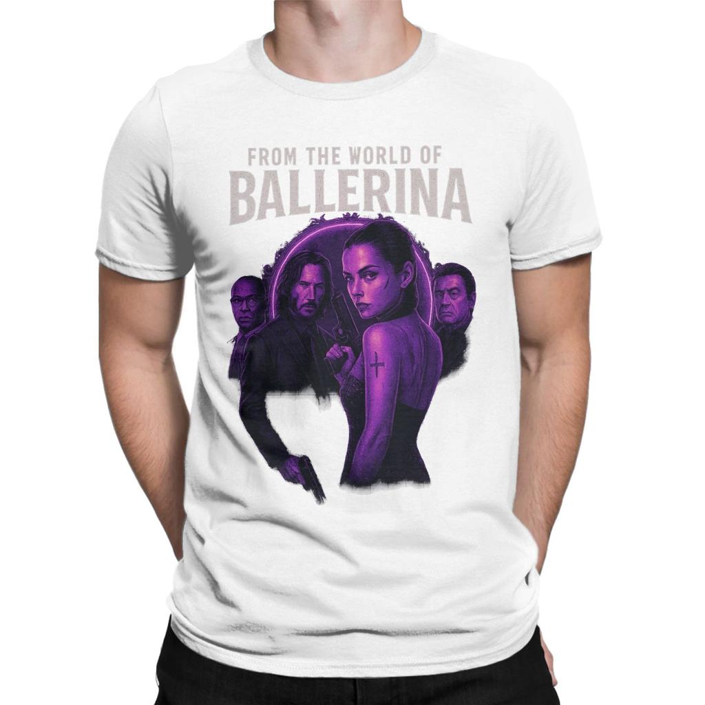 From the World of John Wick Ballerina 2025 Movie T Shirt Summer Harajuku T Shirts Men 100 Cotton ONeck Plus Size Top Tees Top