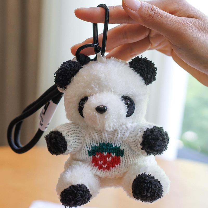 Colorful Panda Plush Keychain With Pp Cotton Filling For Girls And Kids