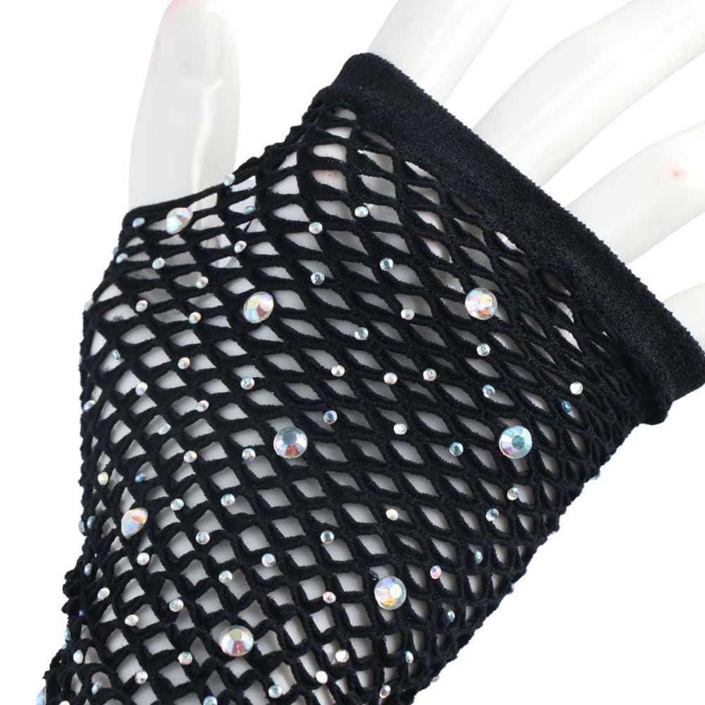 Длинные перчатки Сетчатые перчатки Маскарадные перчатки со стразами Ретро Аксессуары для вечернего платья