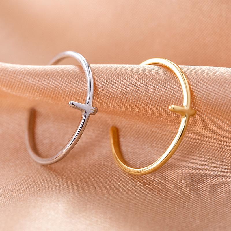 Banyan Tree Регулируемый S925 Серебряный японский крест Тонкое кольцо для женщин