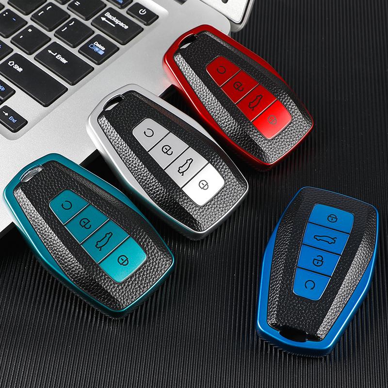TPU Leather Car Remote Key Case Cover Holder Shell For Geely Emgrand X7 EX7 Coolray 2019-2020 Auto Styling Fob Accessories