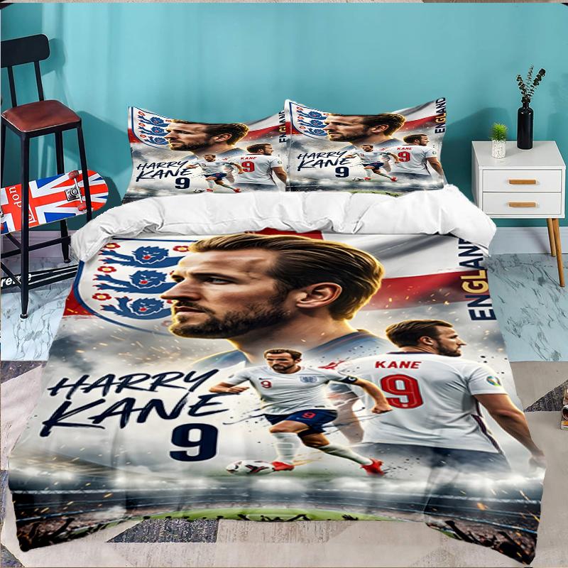 3PCS Football Player Kane Bedding set,Ideal for1pc Duvet Cover And 2pcs Pillowcases Perfect for Christmas gift,Ideal for Bedroom, Dormitory