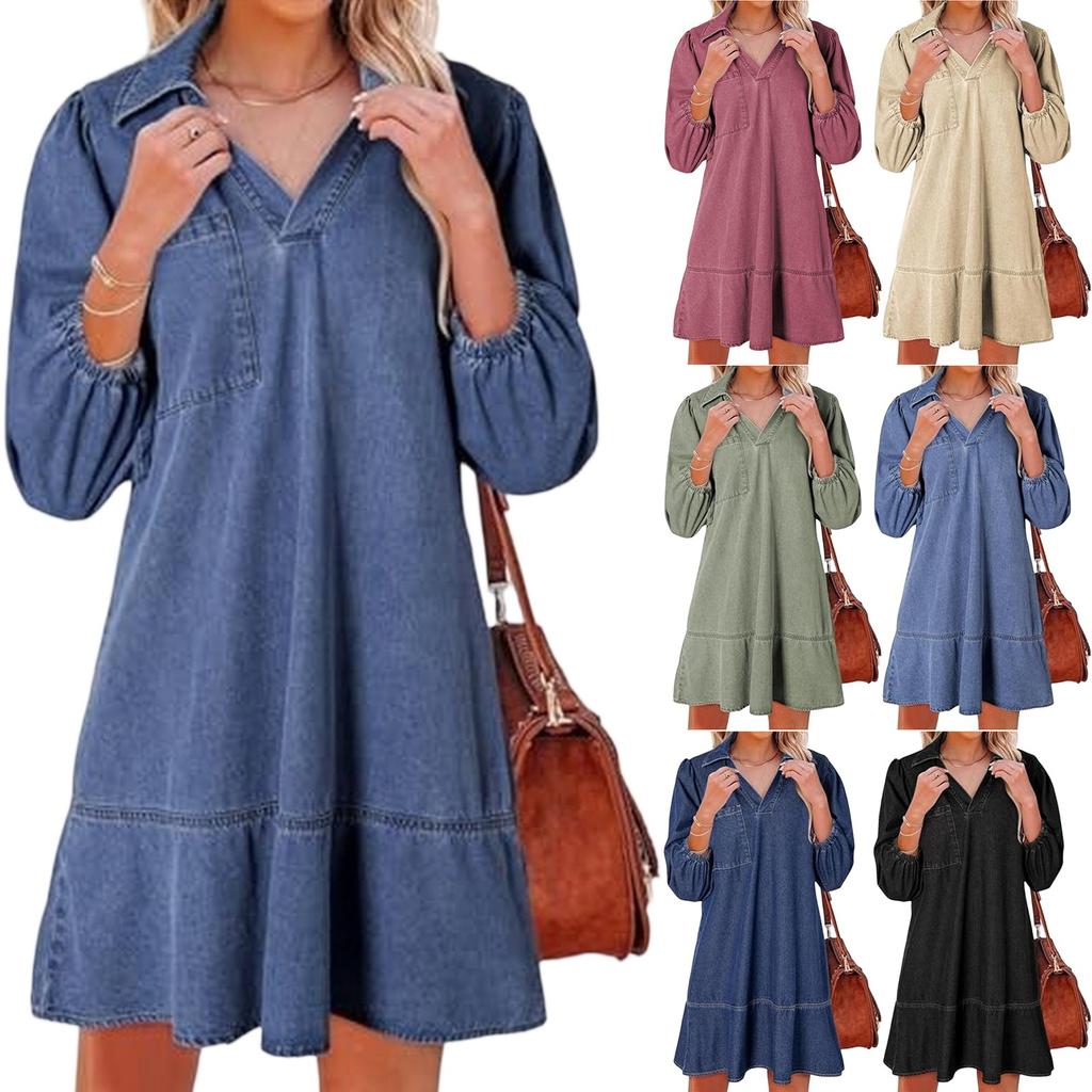 Женское модное свободное платье с V-образным вырезом