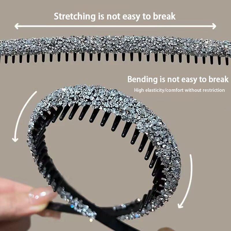 Нескользящие обручи для волос, женские эластичные повязки на голову с зубцами для женщин, блестящие роскошные обручи для волос