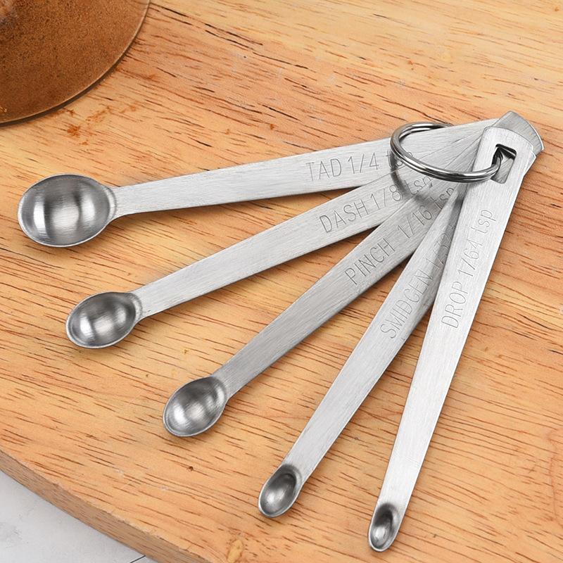 5Pcs/Set Measuring Spoon Stainless Steel Coffee Seasoning Multiple Size Spoon
