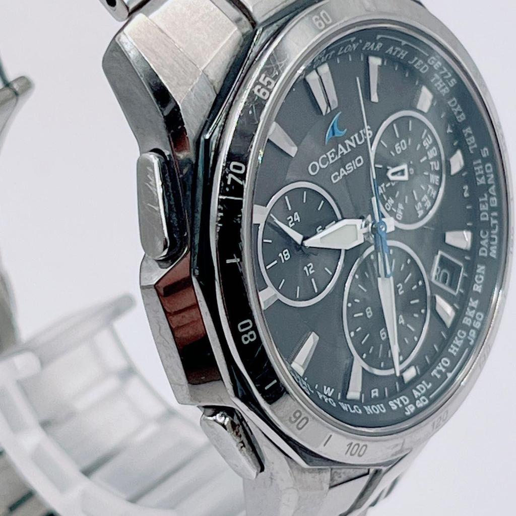 Б/у [Прекрасное состояние] CASIO OCEANUS OCW-S1000 Радио-солнечный хронограф Титановый Черный Oceanus Первое поколение Manta