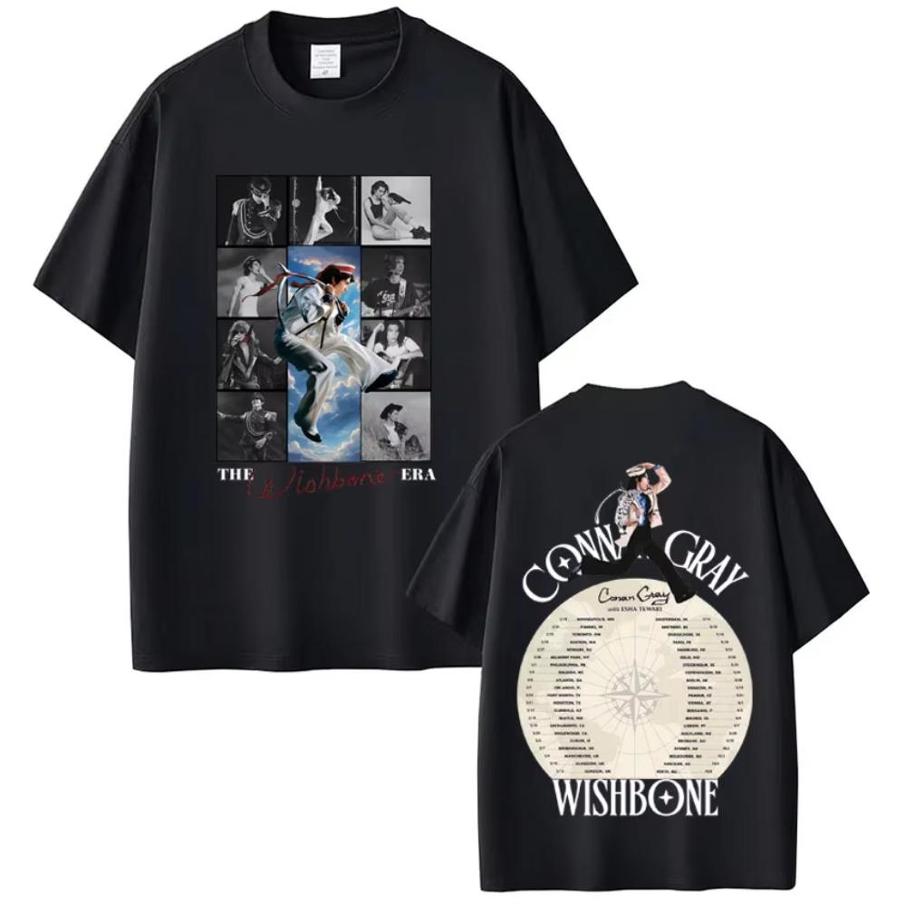 Конан Грей Wishbone World Tour Печатные футболки Летние Мужские Женские Винтажные футболки Летние Хлопковые Повседневные футболки Топы