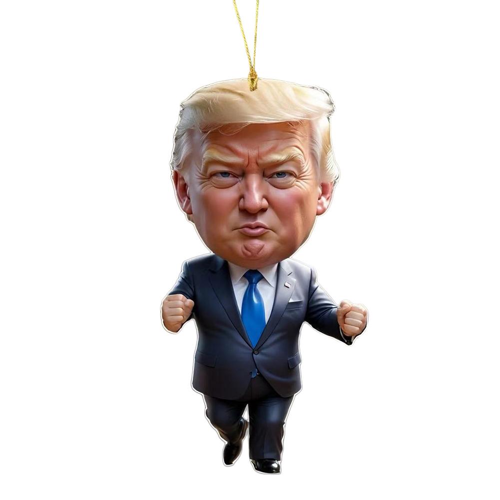 1 шт. Акриловое рождественское украшение в стиле Трампа, подвесное украшение для автомобиля и дерева, идеальный праздничный подарок, забавный мультяшный кулон