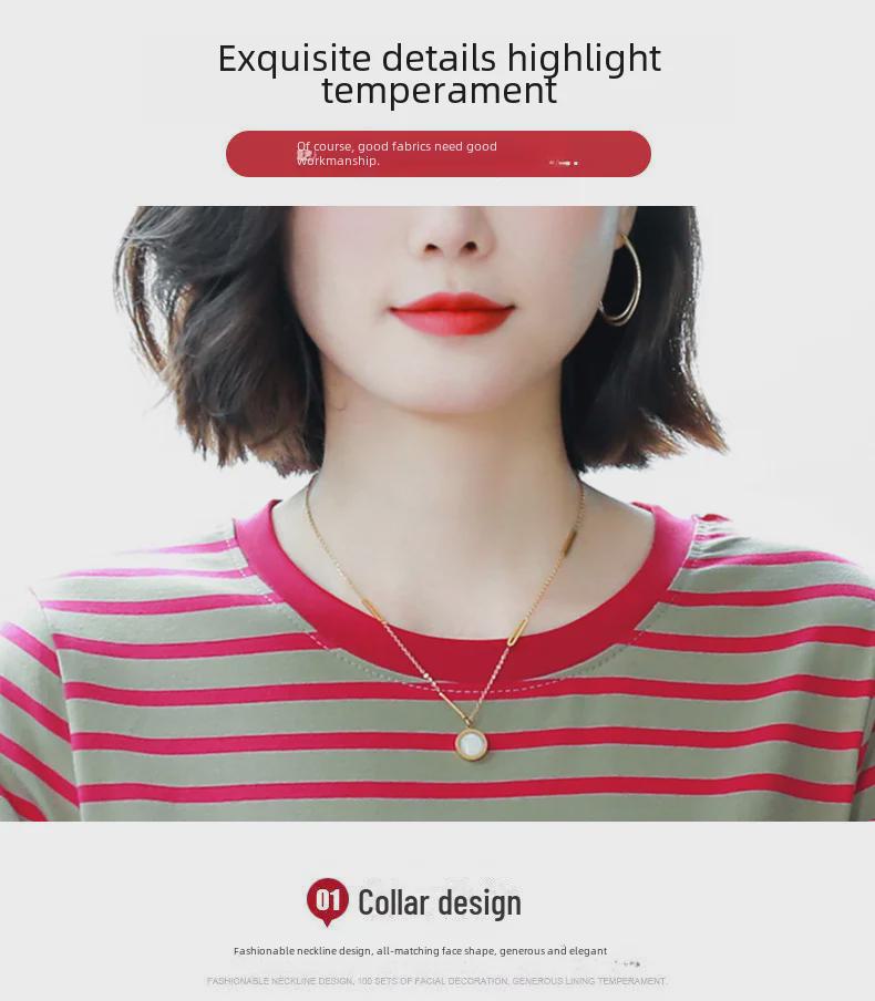 2023 Women's Oversized Striped Cotton Long-Sleeve T-Shirt for Autumn