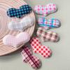 Kawaii Check Pattern Heart Flatback Resin Cabochon Scrapbook DIY Valentines Craft Decoration Accessories