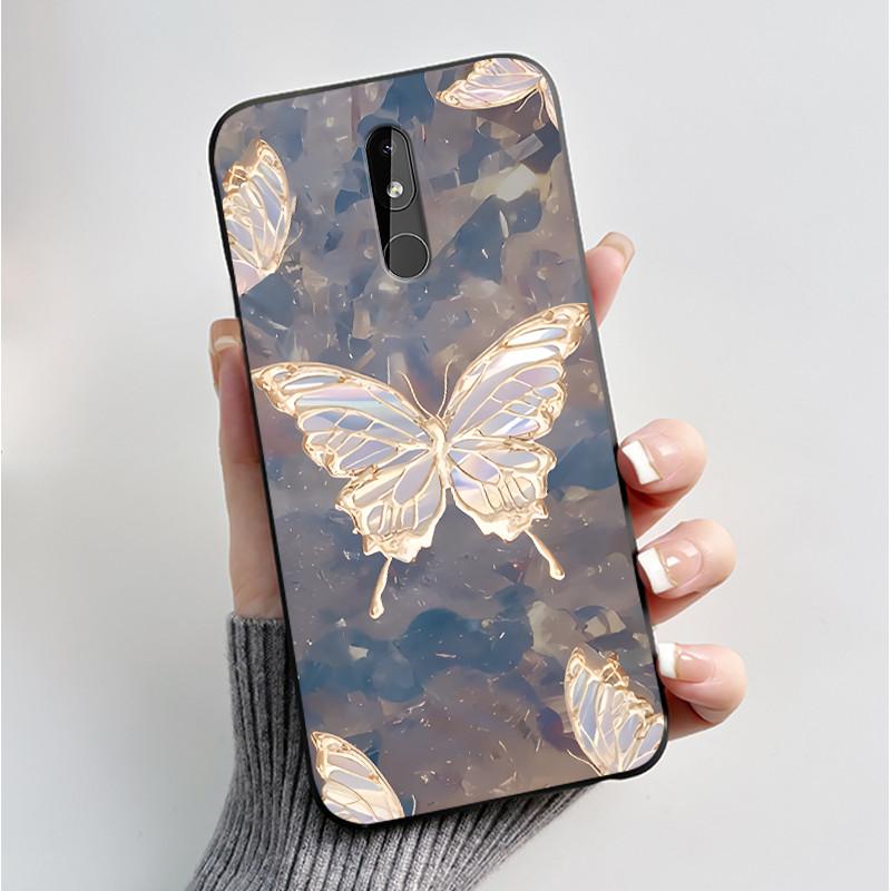Printing Pattern Case For Nokia 3.2 / Nokia 3 / Nokia 3.1 Capa Coque Soft Silicone Black Shell Cover Cute Flower Cartoon Casing