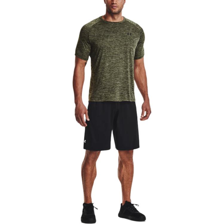 Under Armour Сплошная спортивная футболка с круглым вырезом с коротким рукавом, мужские топы, темно-зеленый 1326413-390