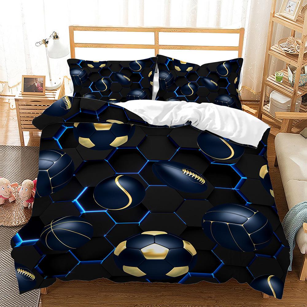 Bed Three-Piece Sports Basketball Football Camping Trip 3D Digital Printing Kit