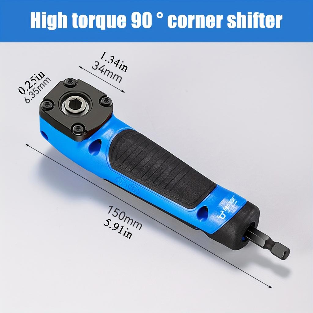 90 ° Right Angle Bit Adapter with 1/4 Hex Sleeve - Portable Screwdriver Elbow Conversion Kit for Small Spaces, Rust-Proof Steel