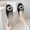 Fashion 2025 New Small Sandals Women Wear French Evening Soft Bottom Pregnant Women Baobao Square Head Half Slippers