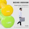 Dumbbell Set, 4 Pairs of Dumbbells with Case, 0.5 kg/1 kg/1.5 kg/2 kg, Iron+Plastic, Red Yellow Green Purple