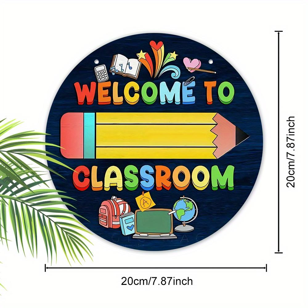 Классическая деревянная табличка «Добро пожаловать в класс» — многоцелевая табличка на дверь учителя, настенный образовательный декор, выпускной сезон, идеальный подарок для учителя
