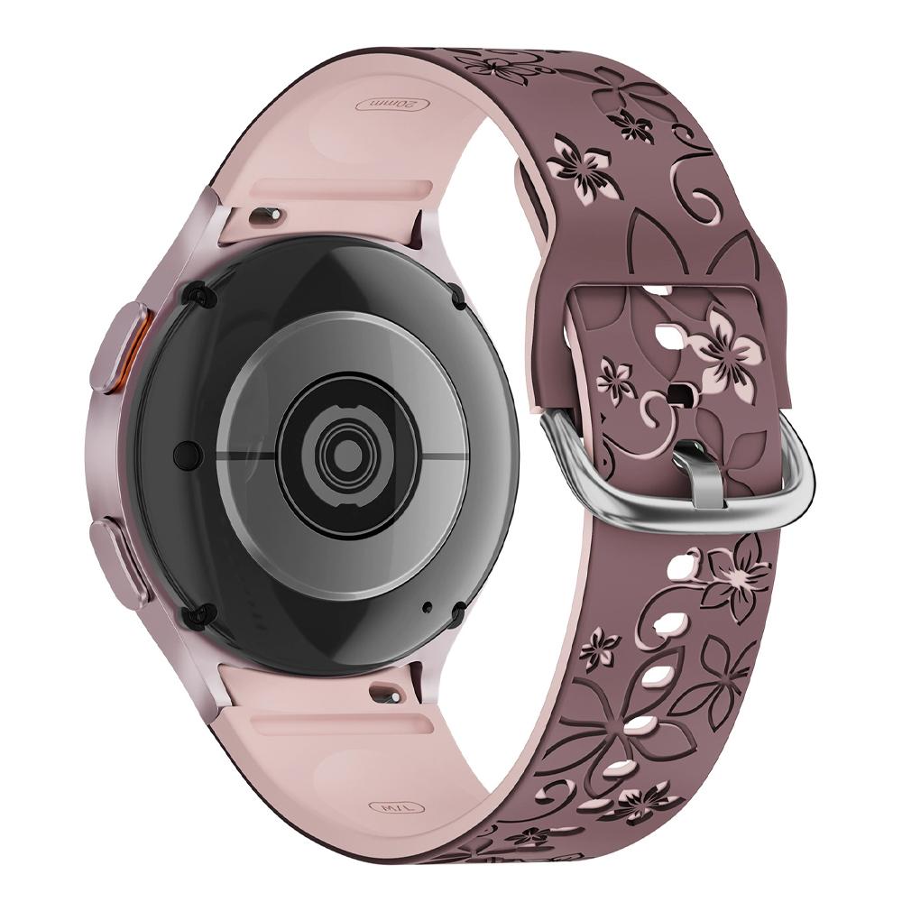 Ремешок для Samsung Galaxy Watch 7/5 Pro/4 6 Classic 40 44 мм Гравировка цветка Силиконовый Спортивный Браслет ремешок Galaxy Watch 7 Ремешки