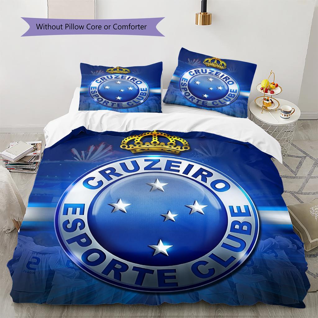 Постельное белье с узором Cruzeiro Esporte Clube Декор для дома Подарок на день рождения (1 пододеяльник + 2 наволочки, без наполнителя)