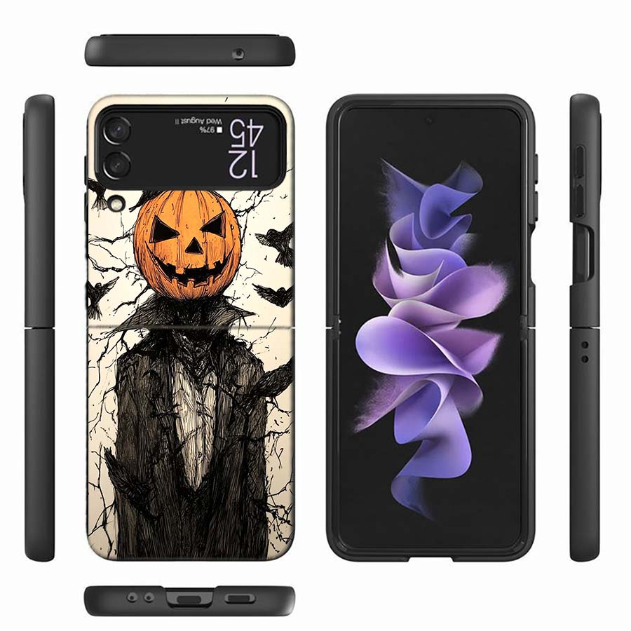 Человек-Тыква на Хэллоуин Здесь Чехол для Телефона Для Samsung Z Flip 6 7 5G Z Flip 5 Galaxy Z Flip 3 4 5G ZFlip Ударопрочный Жесткий Чехол TPU