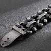 Мужской кожаный браслет Готический 30 мм шириной Цепочный браслет с пряжкой ремня Хип-хоп Браслет из нержавеющей стали Регулируемый браслет-манжета