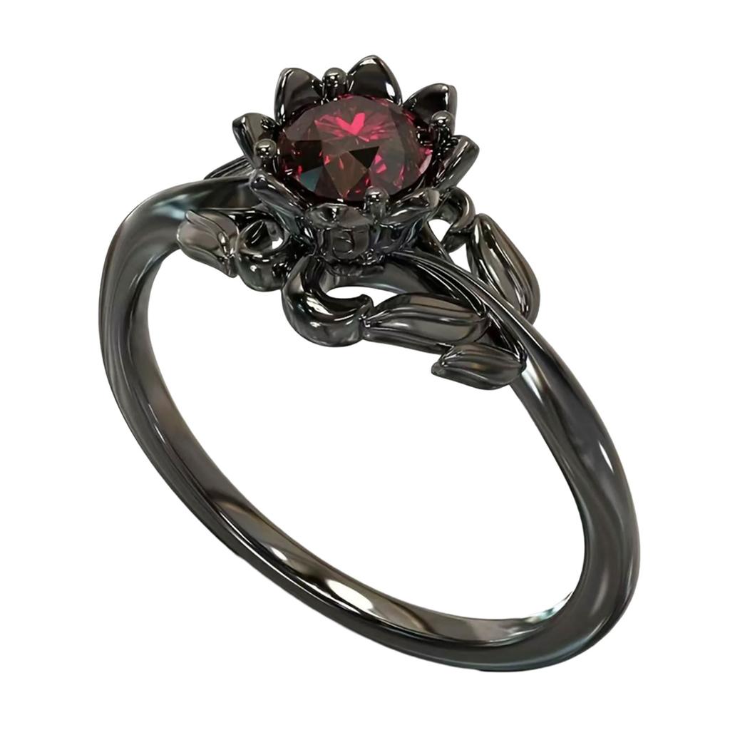 Multipurpose Skull Gothic Rings Retro Black Gold Heart Love Crystals Zirconia Accessory for Christmas Valentines Day