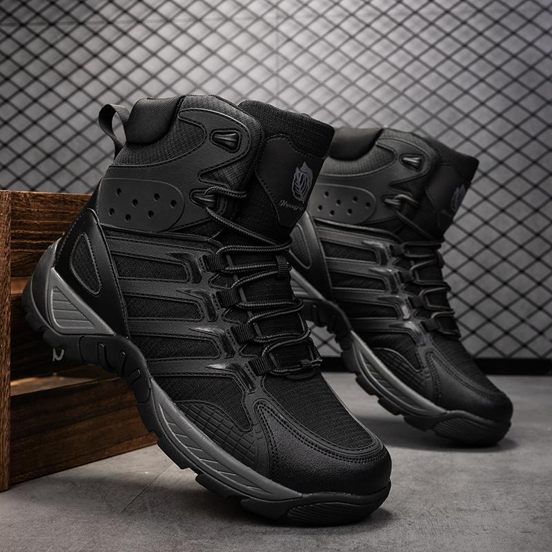 Осенне-зимние высокие противоскользящие износостойкие ботинки для походов в пустыне для мужчин Горные ботинки для мотоциклистов для мужчин