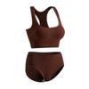 Женское спортивное нижнее белье для йоги, однотонный высокоэластичный антиэкспозиционный бюстгальтер пуш-ап с открытой спиной и трусами с подъемом бедер, комплект из двух предметов