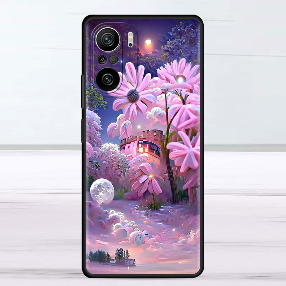 Чехол с цветком розовый для Xiaomi Redmi Note 11 10 9S 9 K40 Pro 7 8 9A 9C 8T 9T 10C 10Pro силиконовый чехол для телефона