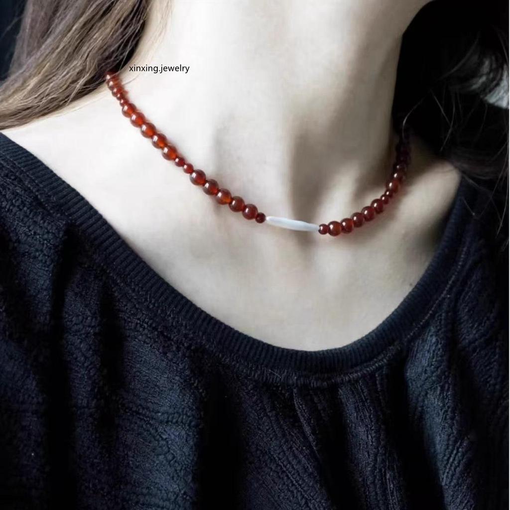 Ожерелье из красного агата и барочного жемчуга высокого класса