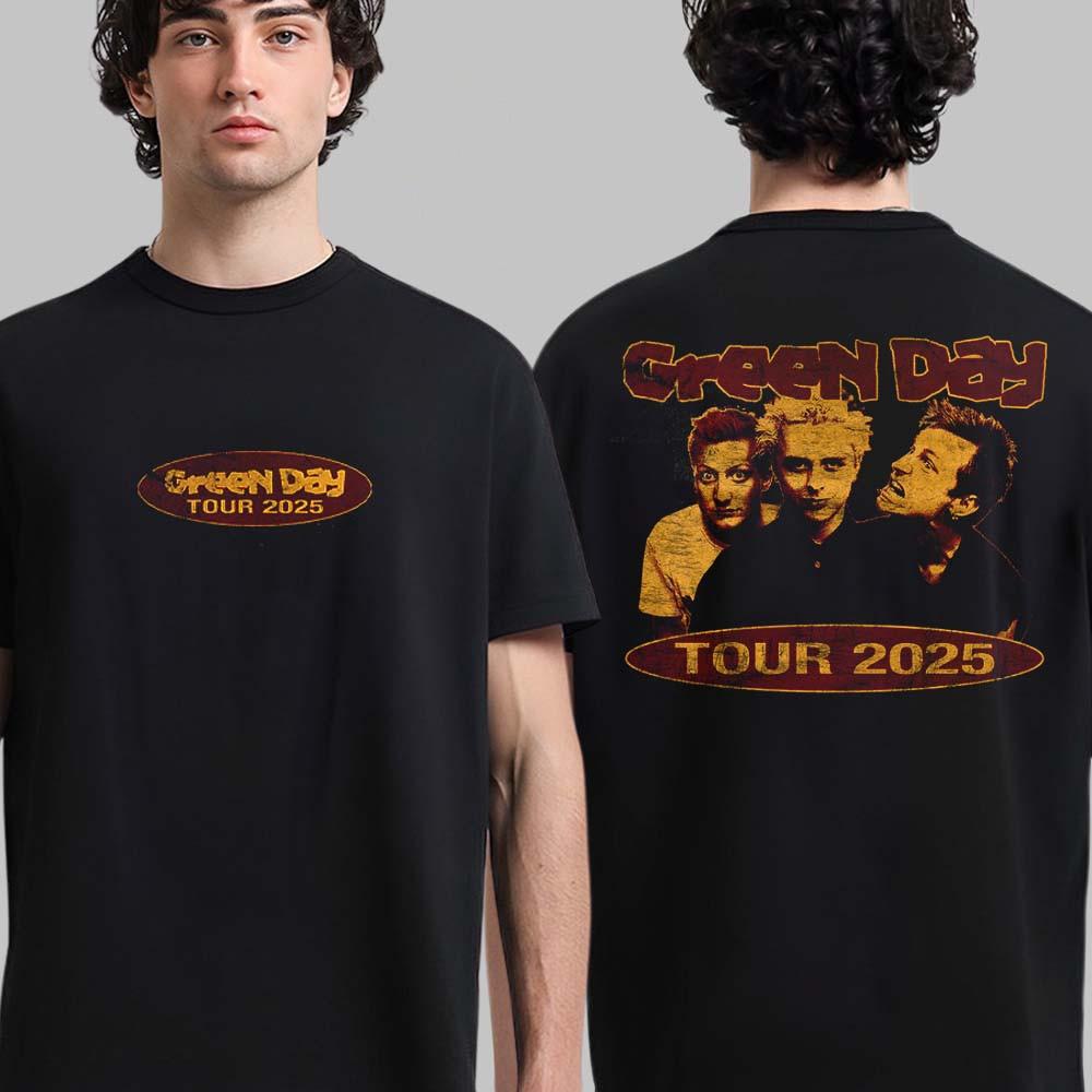 Green Day 2025 Tour Asia And Australia Merch Skateshop Photo Tour Black Tshirt